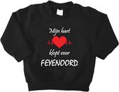 Mooie Baby Trui Sweater "Mijn hart klopt voor FEYENOORD" Rotterdam Zwart/wit/rood/wit Met Lange Mouwen Warm Maat 98 Unisex