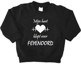 Mooie Baby Trui Sweater "Mijn hart klopt voor FEYENOORD" Rotterdam Zwart/wit Met Lange Mouwen Warm Maat 80 Unisex