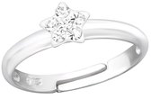 Joy|S - Zilveren ster ring - verstelbaar - wit kristal