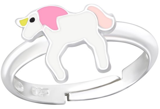 Joy|S - Zilveren eenhoorn ring - verstelbaar - unicorn - voor kinderen