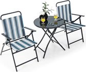 Bistrotafel met 2 stoelen, inklapbare balkonset, 3-delige tuinmeubelset, zitgroep, balkonmeubels, tuinmeubelen, tuingarnituur voor tuin, binnenplaats, balkon