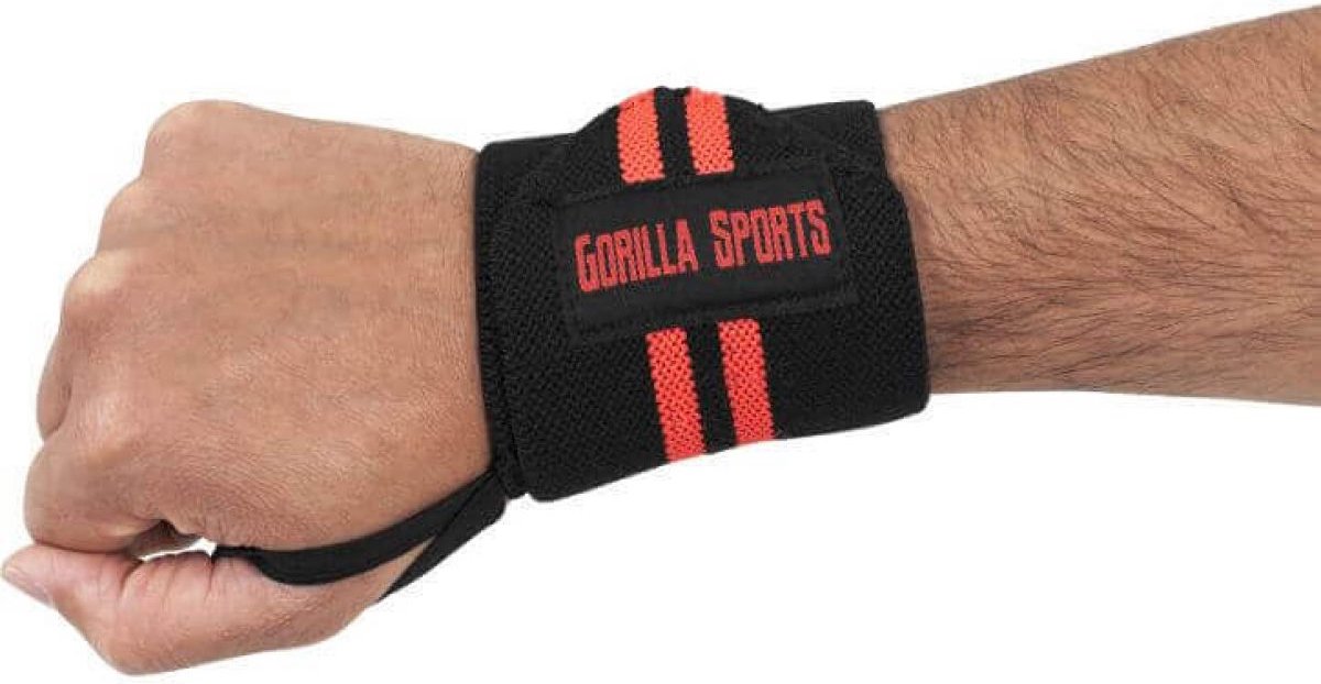 Gorilla Sports Polsbanden - Katoen - Elastisch - Zwart/Rood