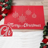 Placemat Franse Tafelkleden® vinyl rood met zilver Merry Christmas