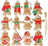 Winkrs - 12x Cookie Men & Women - Ours en pain d'épices - Décoration de sapin de Noël - 7 x 5 CM - Figurines de Décorations pour sapins de Noël