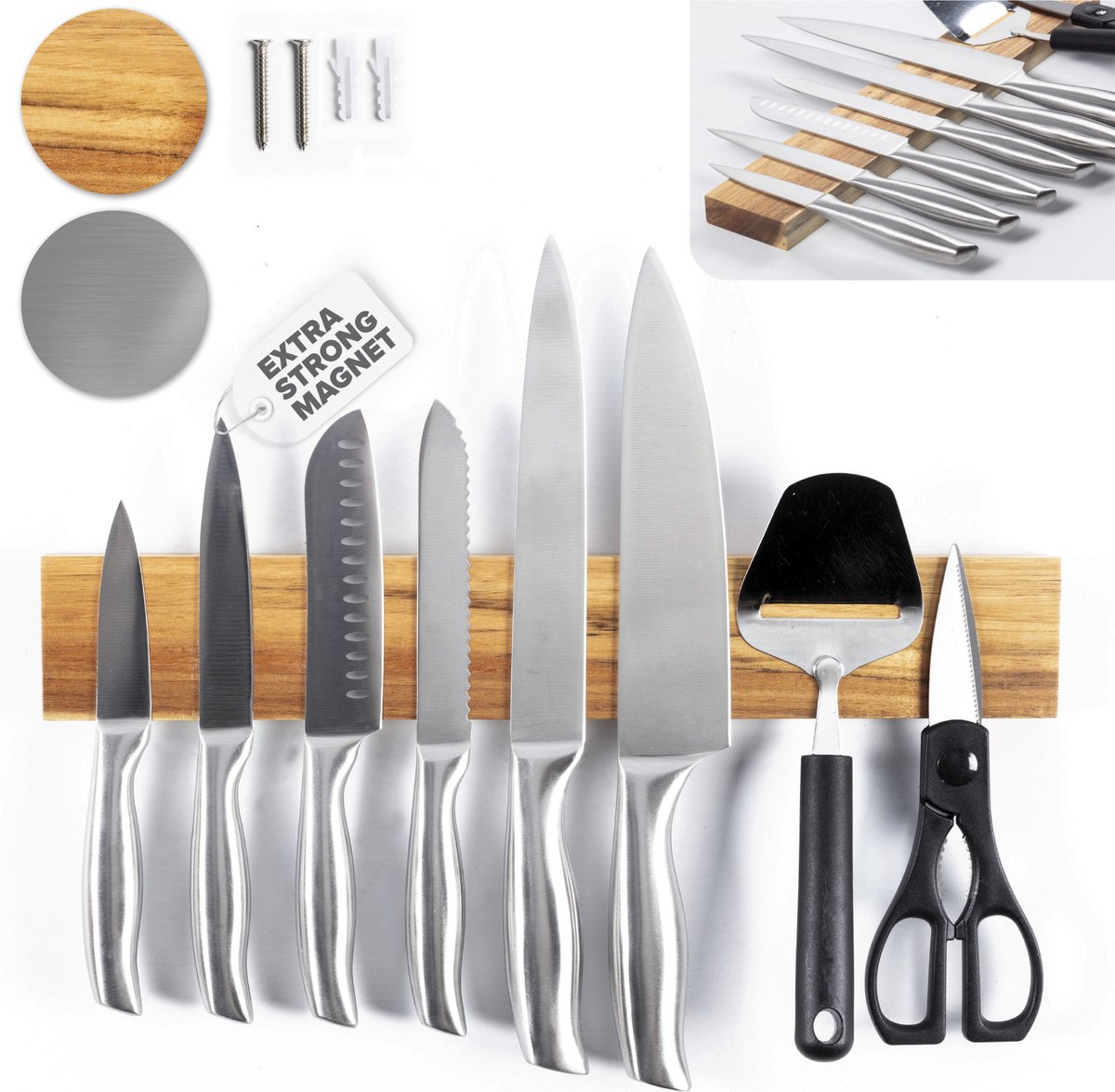 Aimant pour couteaux de cuisine Coninx - Porte-couteau magnétique en acier  inoxydable