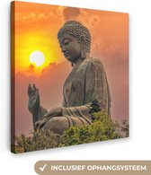 Boeddha canvas - Schilderijen woonkamer - Buddha beeld - Natuur - Meditatie - Spiritualiteit - Foto op canvas - Wanddecoratie - 20x20 cm
