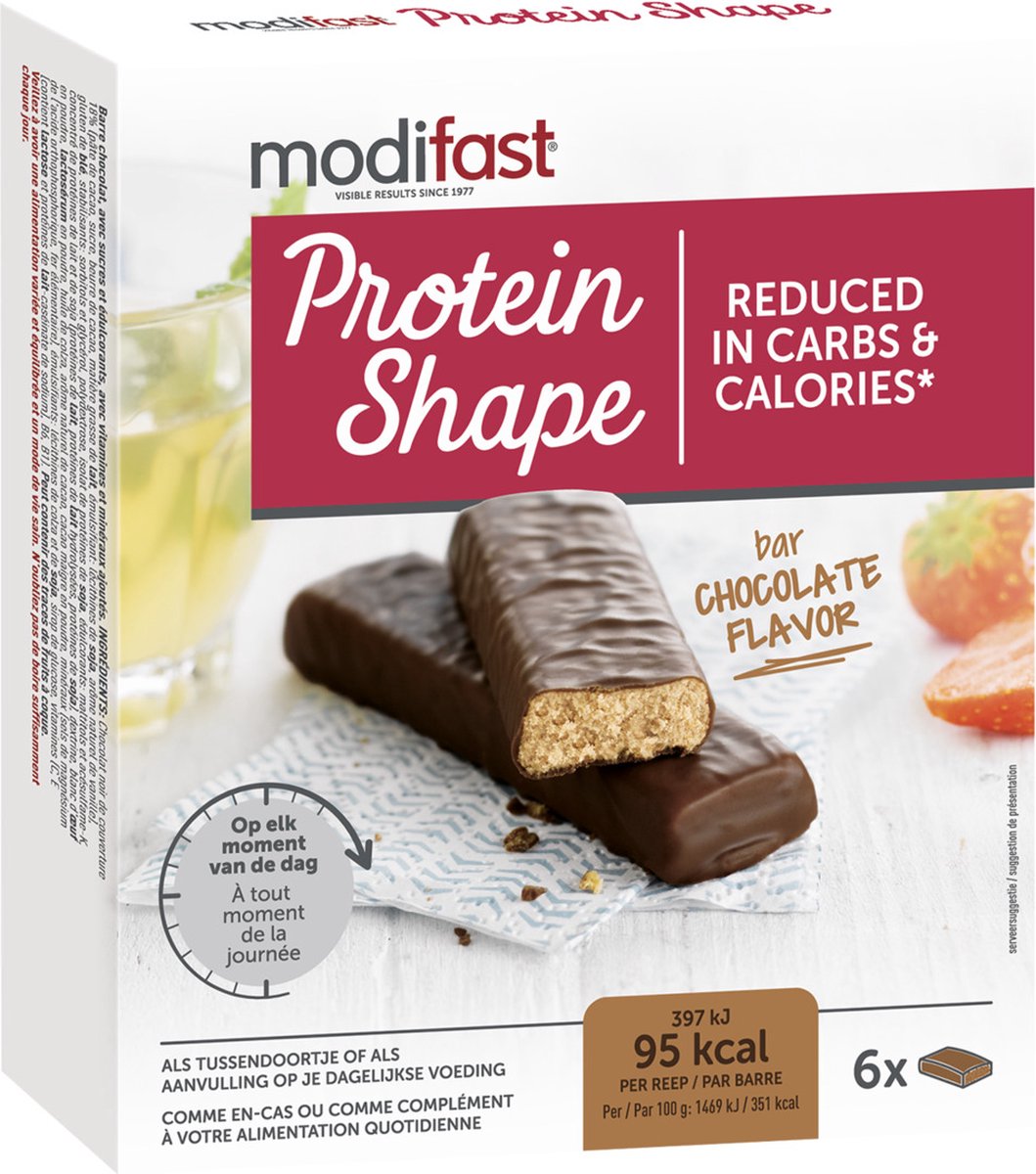 Modifast Protein Shape  Reep Chocolade - 6 stuks