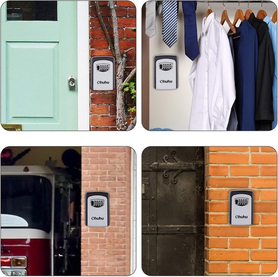 WACCET Veilige sleutelbox, sleutelbox met code [weerbestendig, met afneembaar handvat] mini-sleutelbox, draagbaar, resetbare code voor buiten en binnen (zwart