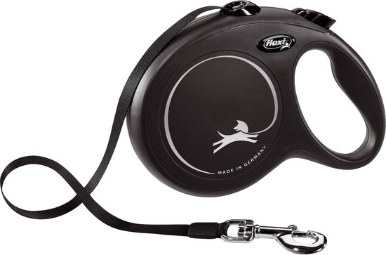 Flexi Rollijn New Classic Tape - Large 8 m - Hondenriem - Zwart - Actieve en Grote Honden