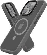 IYUPP Bumper geschikt voor Apple iPhone 15 Pro Max Hoesje - Geschikt voor MagSafe - Grijs x Zwart