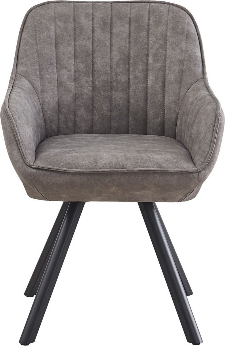 HTfurniture Dylan eetkamertafelstoel-Zilver-180 graden draaibaar Zliver