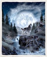 Wolven Fleece Deken 150*200cm Moon Wolf