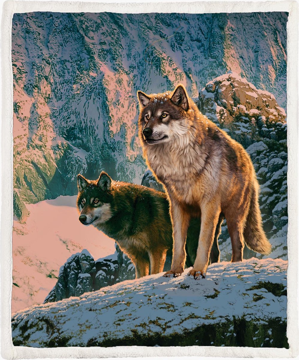 The Coloured House Wolven Fleece Deken 130*150cm Couple Wolves Multicolor