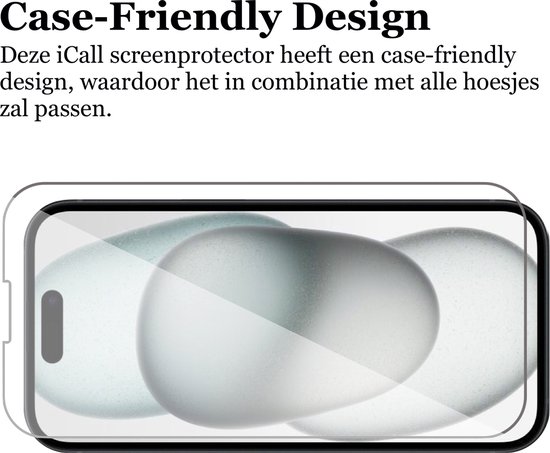 Étui iPhone 15 avec porte-cartes - Protecteur d'écran GlassGuard - Coque arrière en Siliconen Blauw et protecteur d'écran