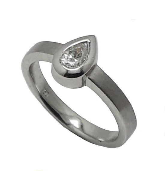 Ring - or blanc - 18 crt - diamant - 0,33 crt ​​​​- taille 18 - Joaillier Verlinden