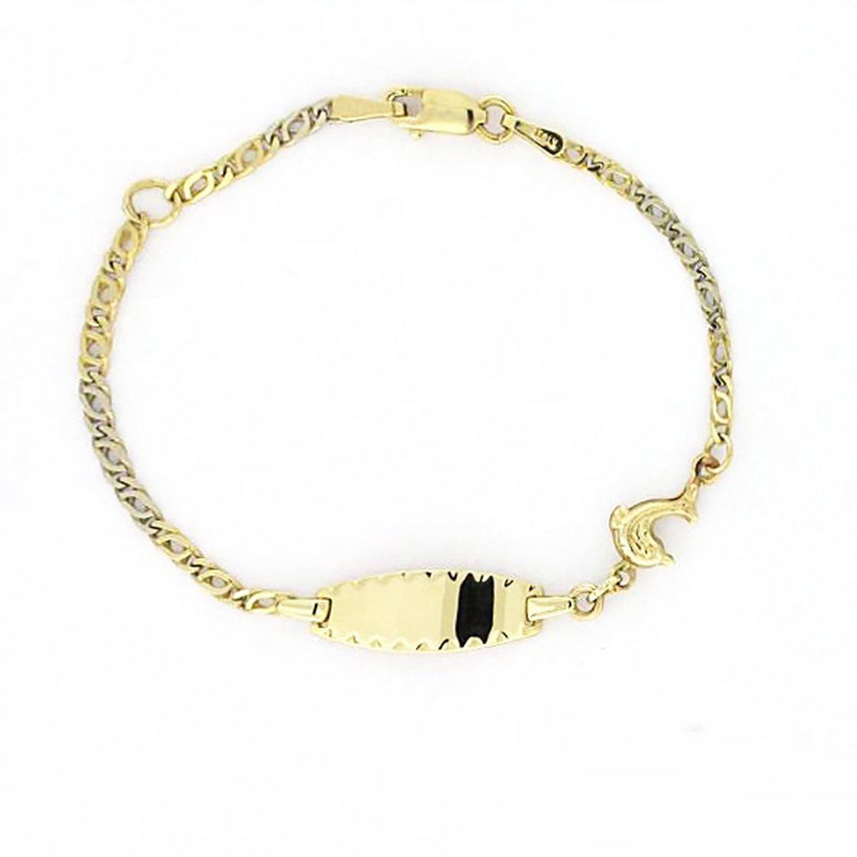Juwelier Zwartevalk 14 karaat gouden kinder plaatarmband met dolfijn - 13.120/13-15cm
