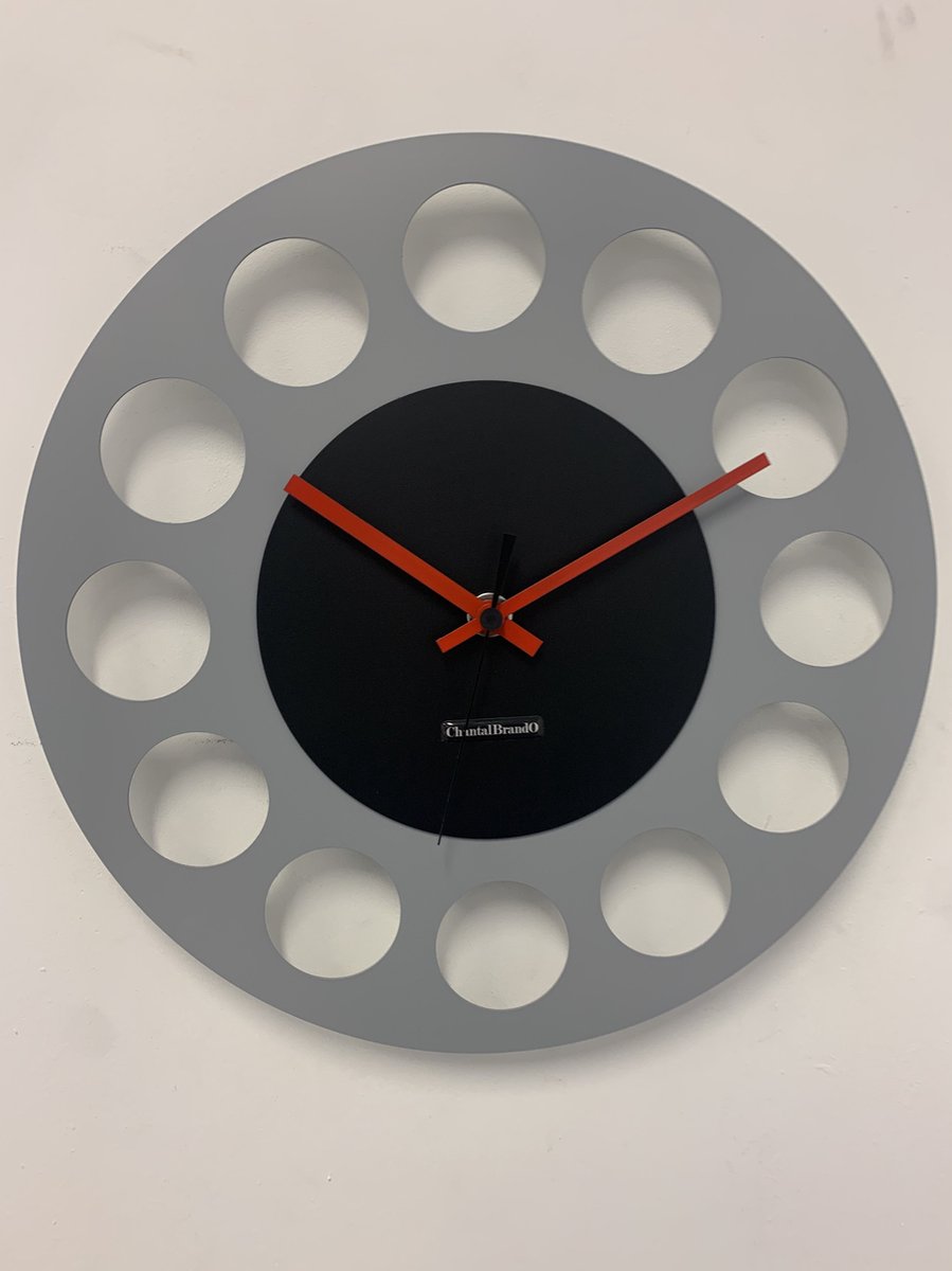 Wandklok CHANTALBRANDO -- GREY & BLACK TORNADO 40 -- MODERN DESIGN --