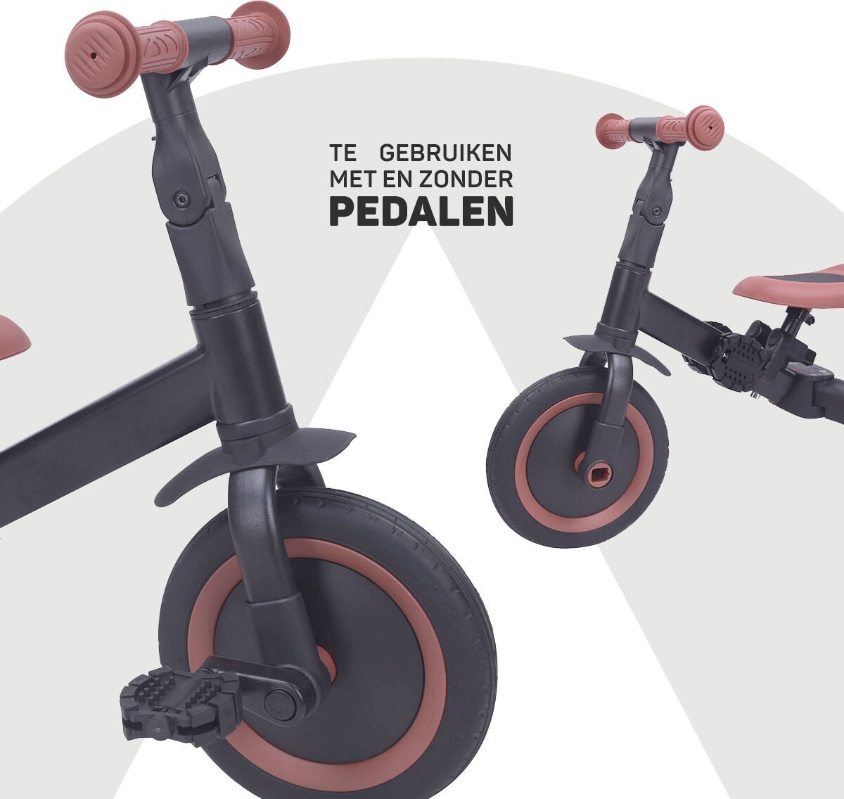 Topmark Kaya - 4 in1 Driewieler - Loopfiets - Balance Bike - Zwart-Bruin — afbeelding 5