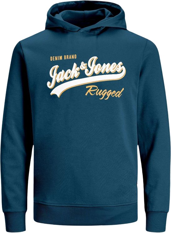 Jack & Jones Jjelogo Felpa Con Cappuccio Bambino - Ragazzo, Maniche Lunghe, Cotone, Taglio Normale, Colore Blu, Autunno Inverno