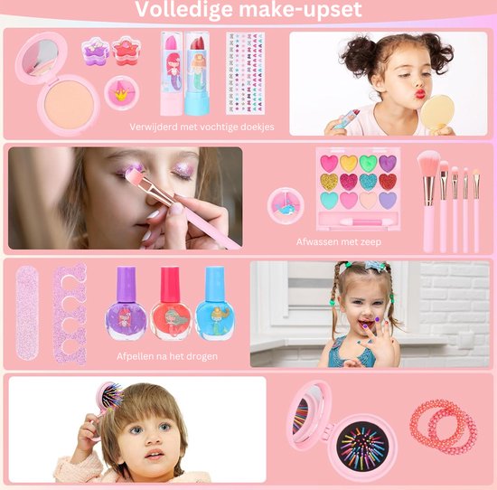 Rosé Beauty Box Met Spiegel – Kleine Make-up Set Voor Meisjes Kindermake Up Gevuld Met Spiegel Voor Onderweg Als Cadeau Veganistische Cosmetica Eye Lip Kit Rosé Beauty Box Met Spiegel – Kleine Make-up Set Voor Meisjes Kindermake Up Gevuld Met Spiegel Voor Onderweg Als Cadeau Veganistische Cosmetica Eye Lip Kit