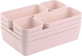 1 x lade-organizer set opbergbox eendelig scheidingssysteem verstelbaar gebruiksvoorwerpen opbergruimte woonkamer badkamer kunststof roze