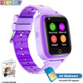 DEPLAY 4G KidsWatch - Smartwatch Kinderen - GPS Tracker - Smartwatch Kind - Hartslag en Bloeddrukmeter - Videobellen - Camera - GPS Horloge Kind - Kinder Smartwatch - Incl. simkaart en E-Book - Paars