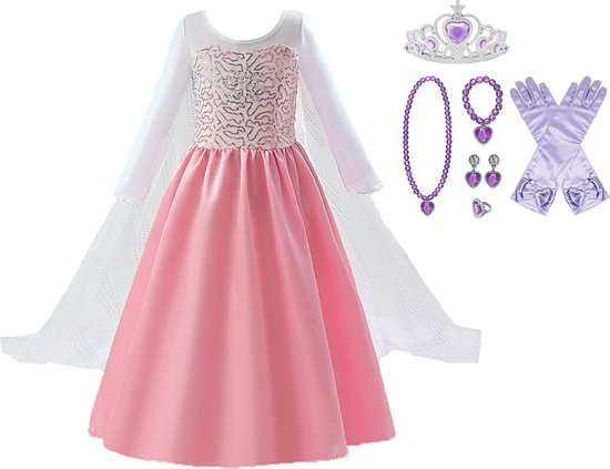 Prinsessenjurk meisje - prinsessen speelgoed - meisjes speelgoed - prinsessen verkleedkleding - Het Betere Merk - Roze jurk - maat 92/98 (100) - kleed