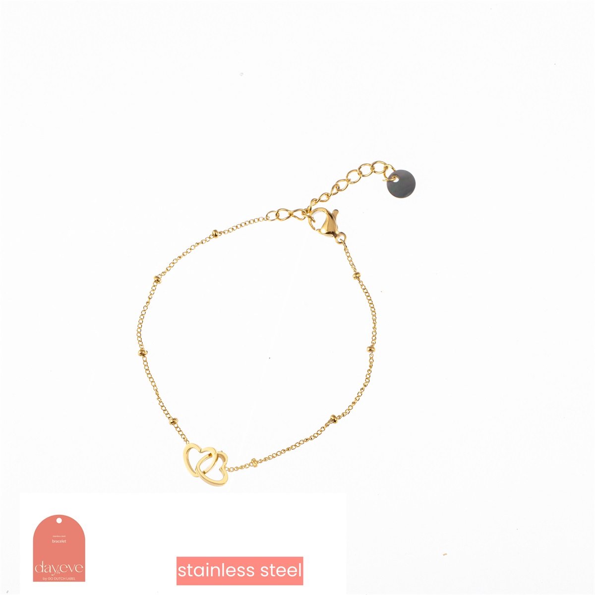Day & Eve by Go Dutch Label DOUBLE HEART ARMBAND goud