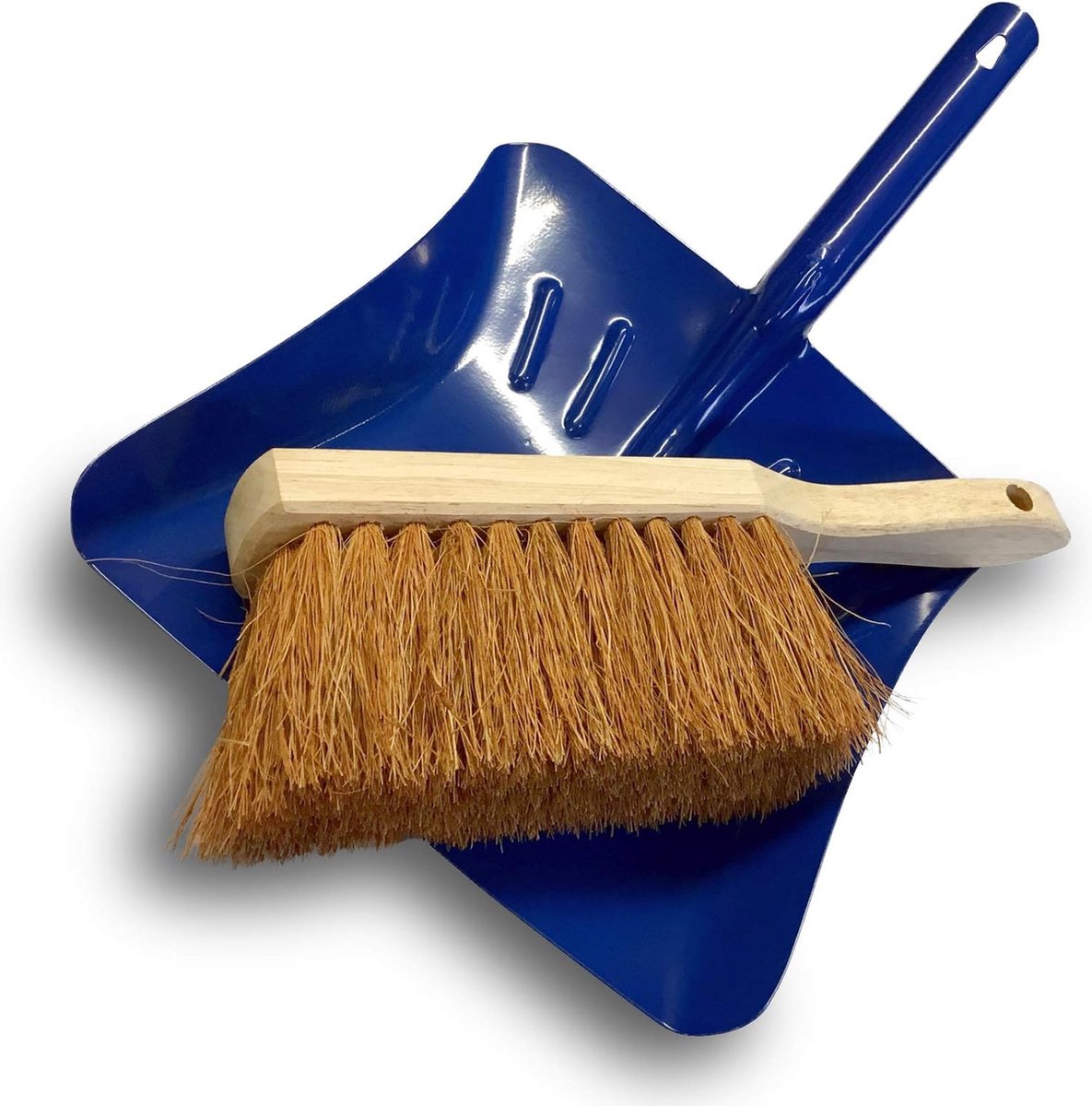 Goedkoopste Reinigingsset | Schop van geverfd plaatstaal bezem van natuurlijke kokosvezel