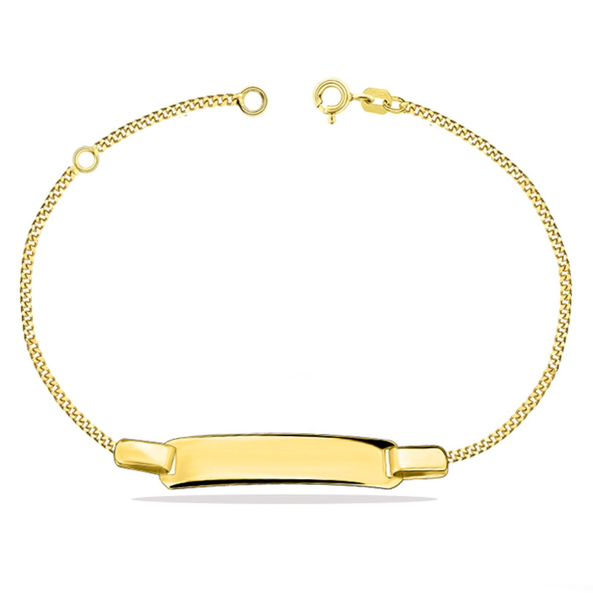 Juwelier Zwartevalk - 9 karaat kinderarmband met graveerplaat - 13.176/12-14cm