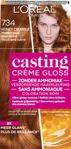 L'Oréal Paris Casting Crème Gloss Midden Goud Koperblond 734 - Semi-permanente Haarkleuring Zonder Ammoniak