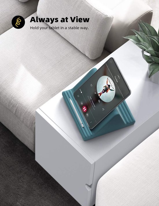 KDD Tabletsteunkussen, opvouwbare iPad-houder voor bed, knieën, kantoor, tabletsteunkussen met tas en penhouder voor iPad Pro 12.9 10.5 9.7 Air Mini 6 5 4 Kindle blauw
