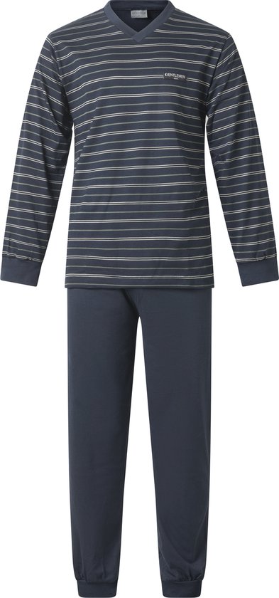 Gentlemen - heren pyjama 114237 - navy-groen - V-hals - maat XL