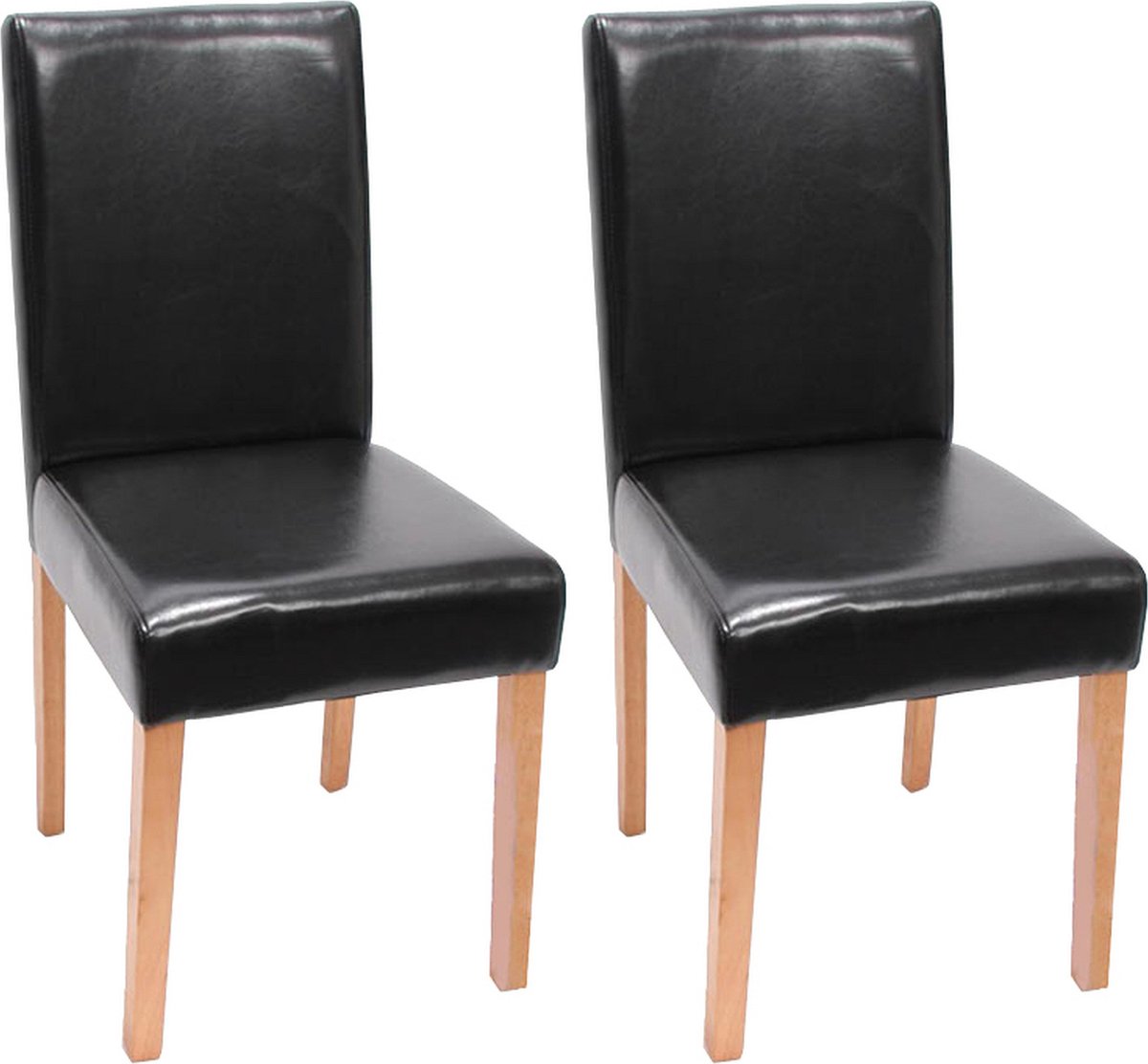 Cosmo Casa Set van 2 eetkamerstoelen keukenstoelen Littau - Kunstleer - Zwart - Lichte poten