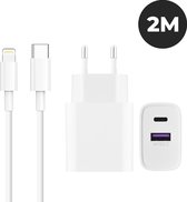 Chargeur iPhone WiseQ – Chargeur rapide 20W avec 2 entrées - Chargeur avec câble – USB C vers Lightning - pour Apple iPhone 14/13/12/11/X Pro Max et iPad – 3M – WiseQ