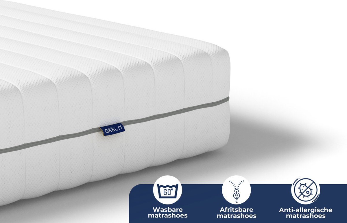Akkon® Koudschuim Matras 120x220 - 20 cm dik | Budget Matras - Premium Tijk Wit