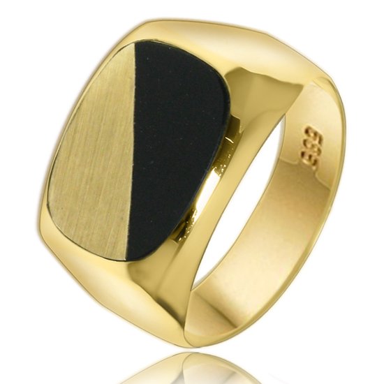 Juwelier Zwartevalk - 14 karaat gouden herenring met onyx 118788/19½--