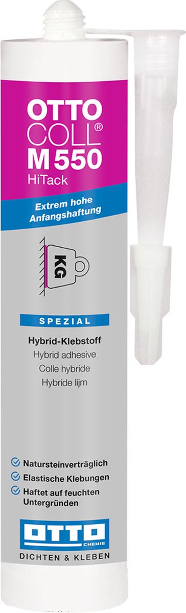 Ottocoll M550 HiTack hybride lijm - 310 ml koker - zwart - extreem hoge aanvangshechting