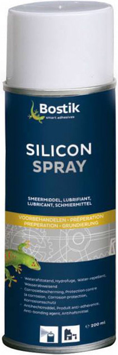 Bostik Siliconspray smeermiddel - 200 ml bus - transparant - voor smering scharnieren en rails