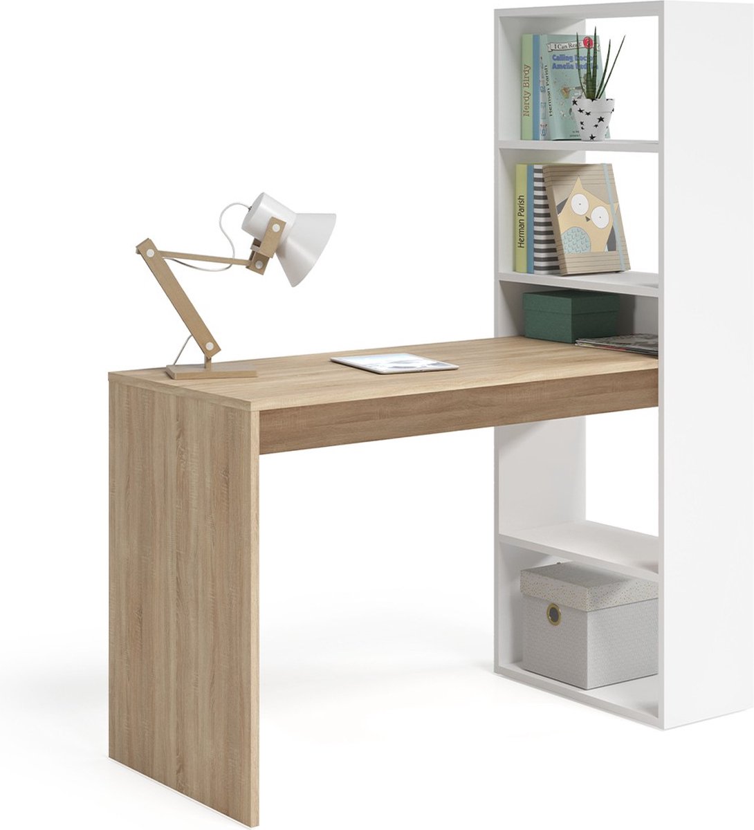 CALICOSY - Omkeerbaar bureau met opbergplank - L 120 cm
