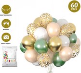 FeestmetJoep® 60 stuks ballonnen Goud, Groen & Beige – Verjaardag Versiering