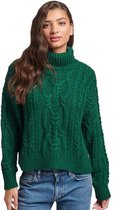 Superdry Vintage High Neck Cable Knit Dames Trui - Pine Green - Maat Xs