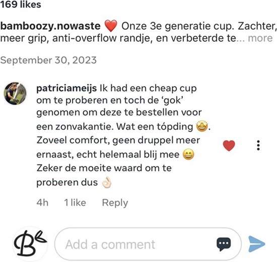 Bamboozy Menstruatiecup Maat L Herbruikbare Menstruatie Cup Period Menstrueren Zero Waste