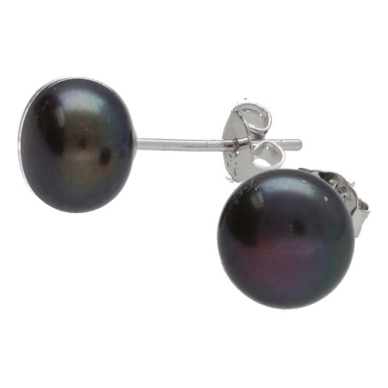 Bela Donaco' Clips d'oreilles Classic B8 – Argent Massif – Perles Noires