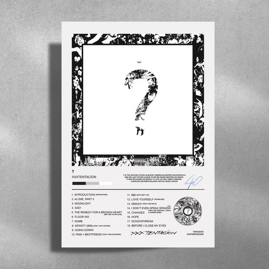XXXTENTACION - ? - album cover - metalen poster - 30x40cm