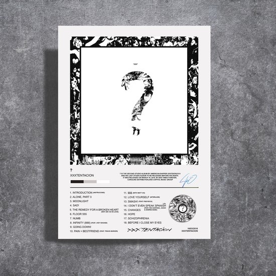XXXTENTACION - ? - album cover - metalen poster - 30x40cm - 