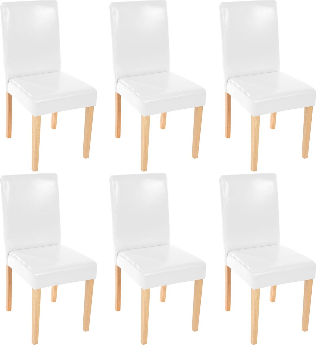 Cosmo Casa Set van 6 eetkamerstoelen keukenstoelen Littau - kunstleer - wit - lichte poten