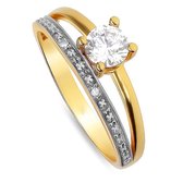 Juwelier Zwartevalk - 14 karaat gouden bicolor ring 11.615/19¾--