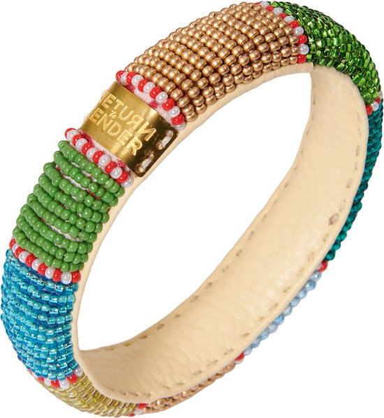 Return to Sender | Gekleurde armband 22 mm petit bloc groen - Beaded bracelet slim - - Multicolour