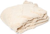 Return to Sender | Ecru - Zachte handgewoven plaid - getuft patroon 130 x 170 cm - Duurzaam én hoogwaardig handdoek- Luxe én bewust - hamamdoek - picknick
